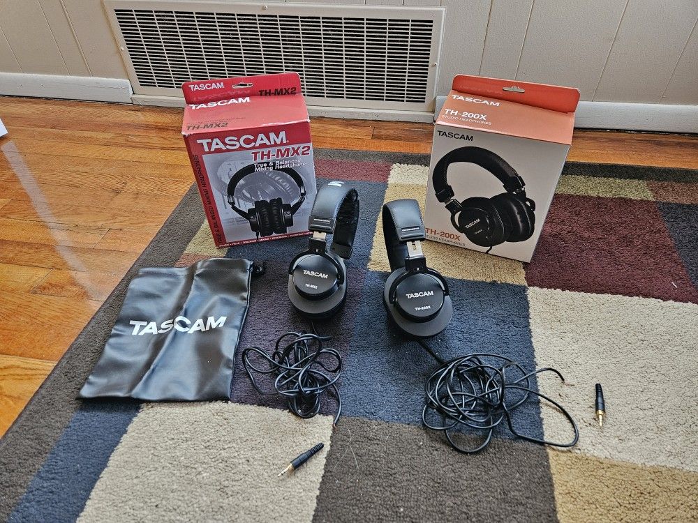 Tascam Studio Headphones (x2) -- FOR PARTS OR REPAIR