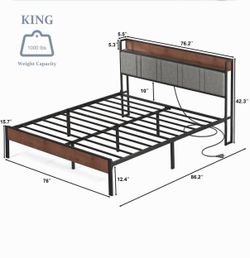 King size bed frame with outlets