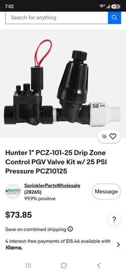 Hunter pcz 1" drip zone control