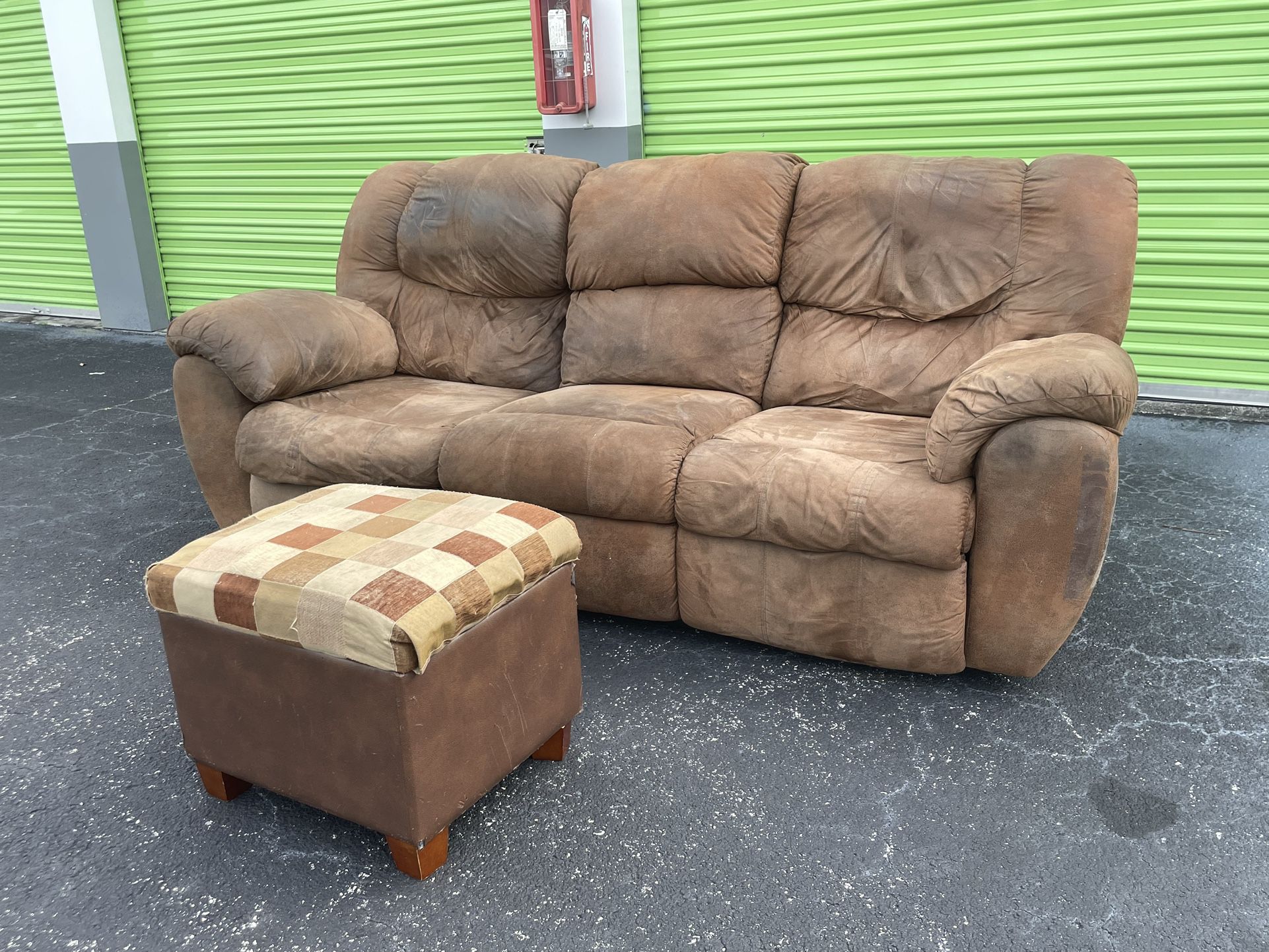 Recliner Couch And Storage Ottoman