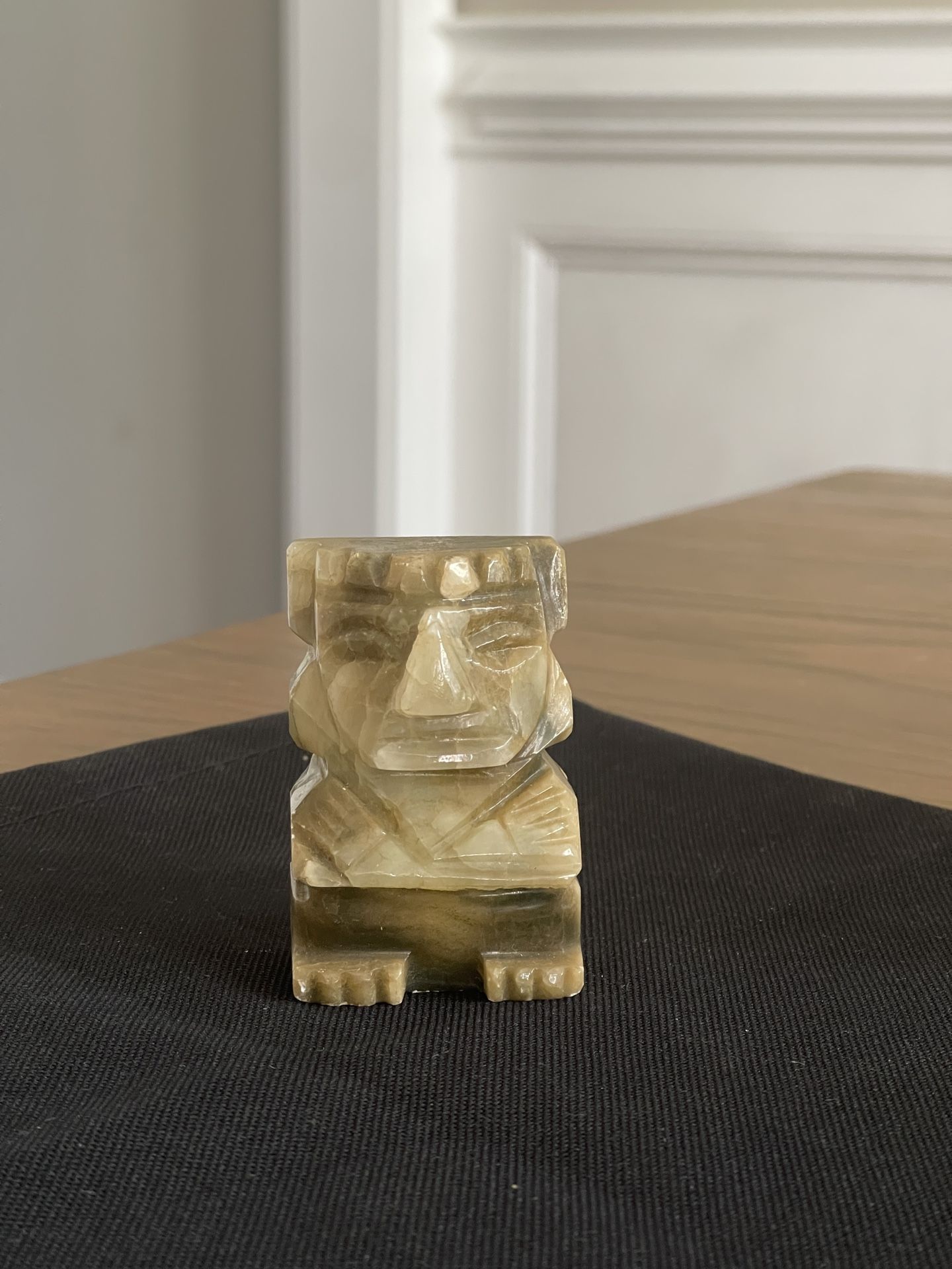 Aztec Mayan Tiki Stone Bookend Onyx Marble Carved Sculpture