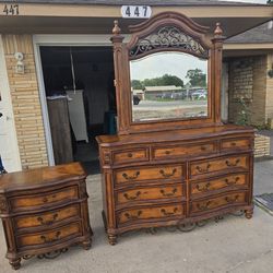 DRESSER WITH MIRROR AND NIGHTSTAND 