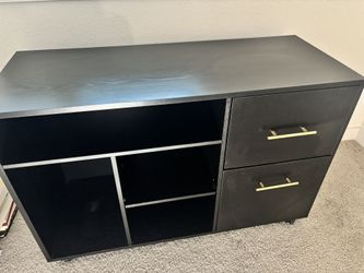 Black Office Shelf with File Cabinet