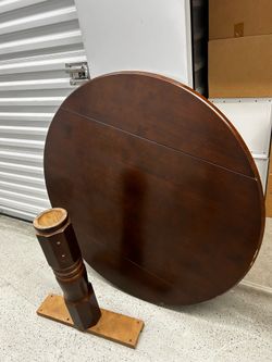 Dark wood drop leaf table and chairs