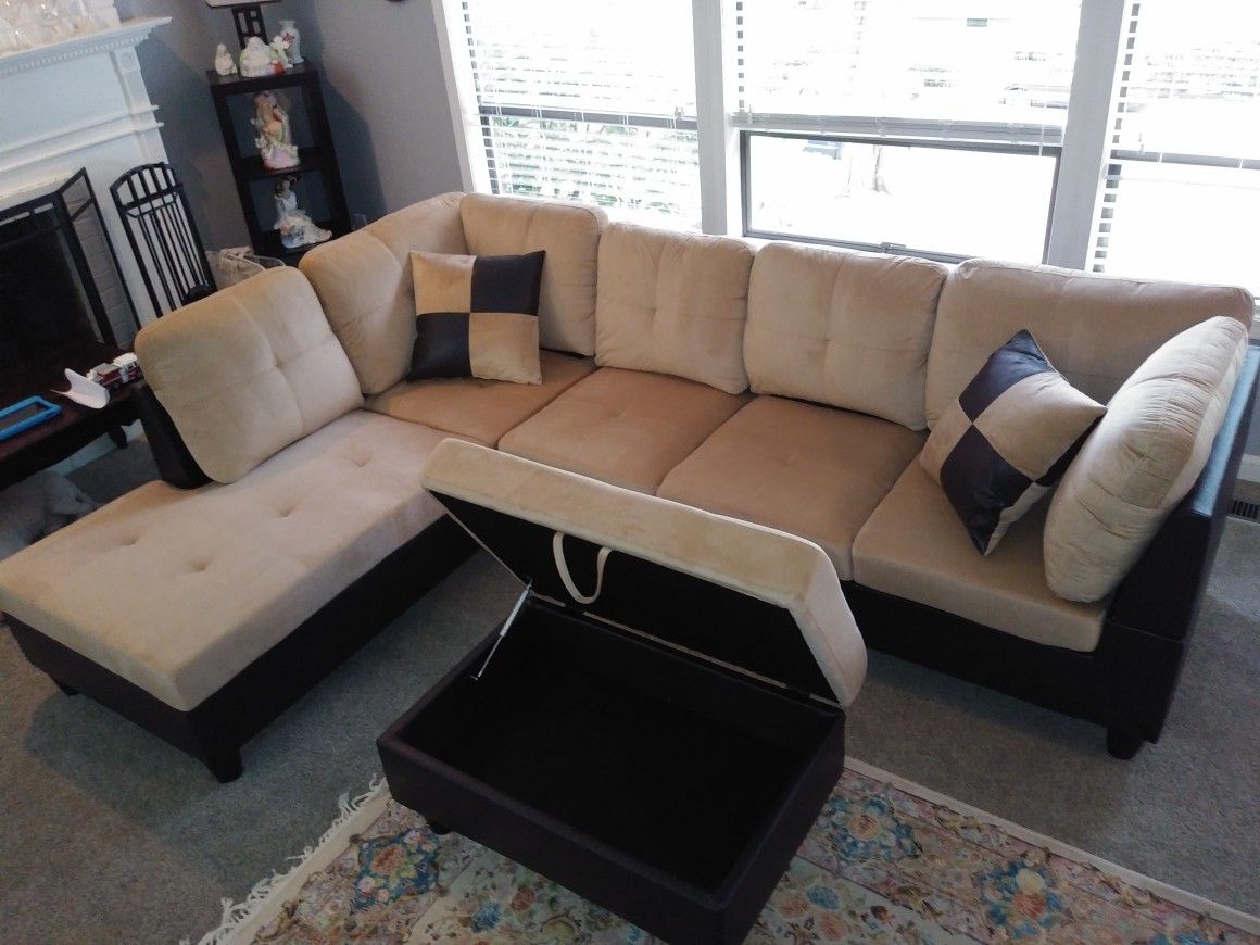 New sectional with storage Ottoman