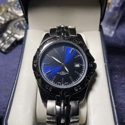 Puritan Watch Men's Blue Dial Gunmetal Band PUR60552W Vintage