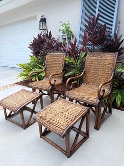 Rattan chairs and ottomans 2