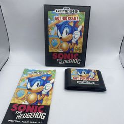 Sonic the Hedgehog (Sega Genesis 1991) Not For Resale Edition Complete w/ Manual