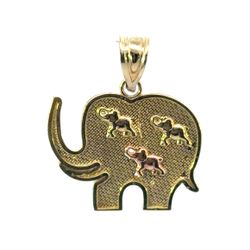 Woman’s Ladies 10k Tri Toned Rose White Yellow Gold Elephant Charm Pendant for Necklace GP3085872
