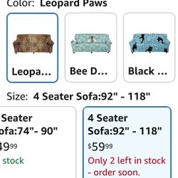 9305: New Forchrinse Leopard Print Stretchy Sofa Slipcover Couch Cover 4 Seater Settee Coat with Elastic Bottom and Anti-Skid Foam