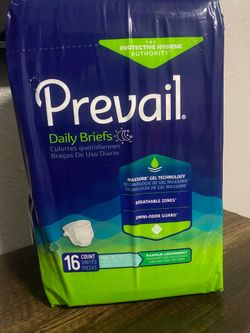 Prevail Daily Briefs Youth Diapers Size 15"-22" (Like diapers size 7) 6 Packs for $20