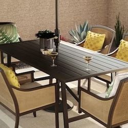 Brand New In Box: allen + roth  Set of 4 Wicker Brown Steel Frame Stationary Dining Chairs. (TABLE NOT Included!)