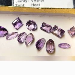 Natural Amethyst Loose Gemstone 2pcs. Random Cut 9x7x3mm Madagascar