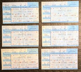 Lot of 6 IN-A-ROW Grateful Dead Ticket Stubs ~ Madison Square Garden, New York City, NY 1990