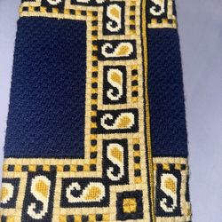 Handmade Wallet for Women, Blue And YellowCross Stitch Embroidered Thai  Cotton