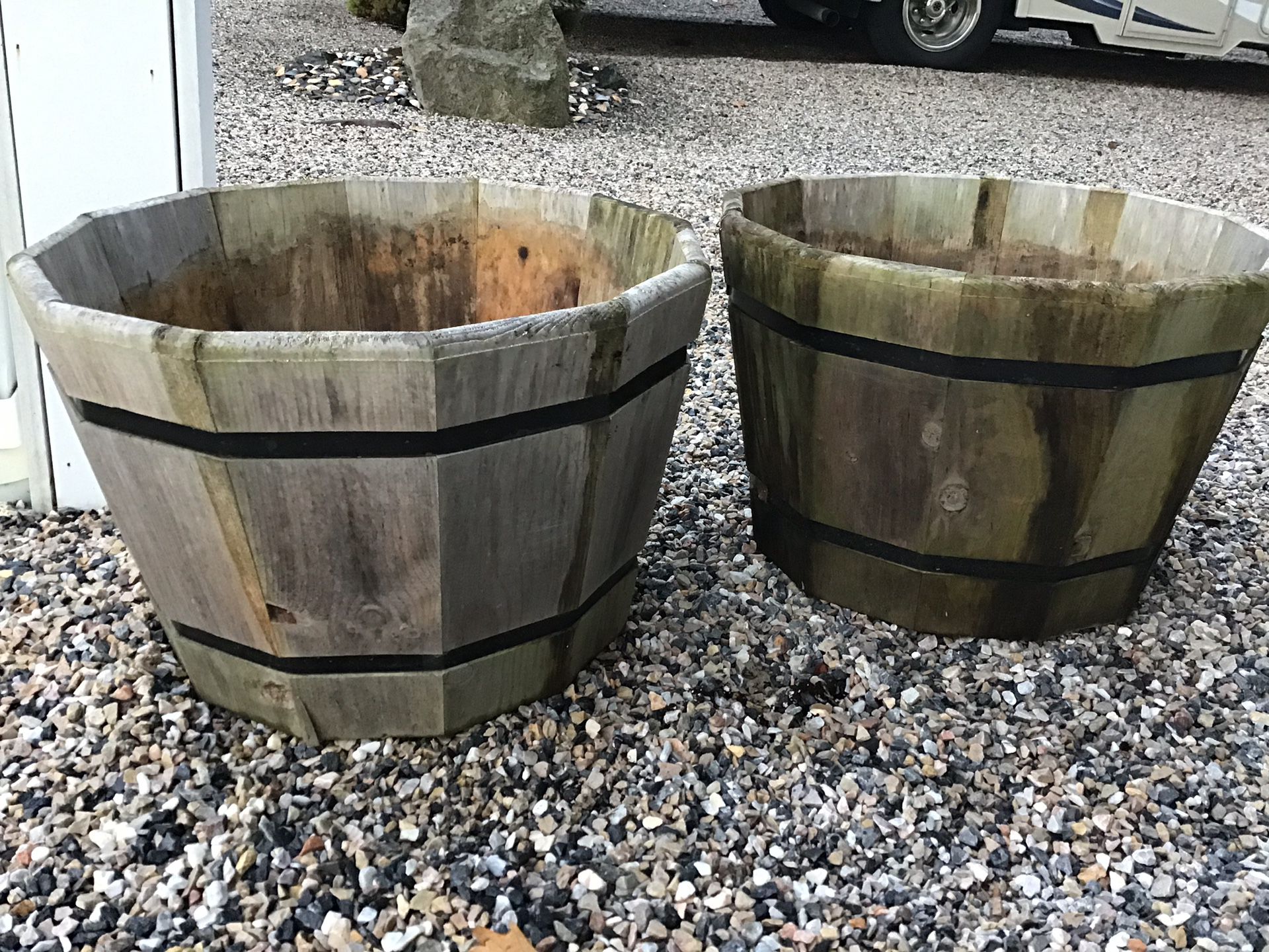 Set of two heavy, sturdy planters for trees or mums