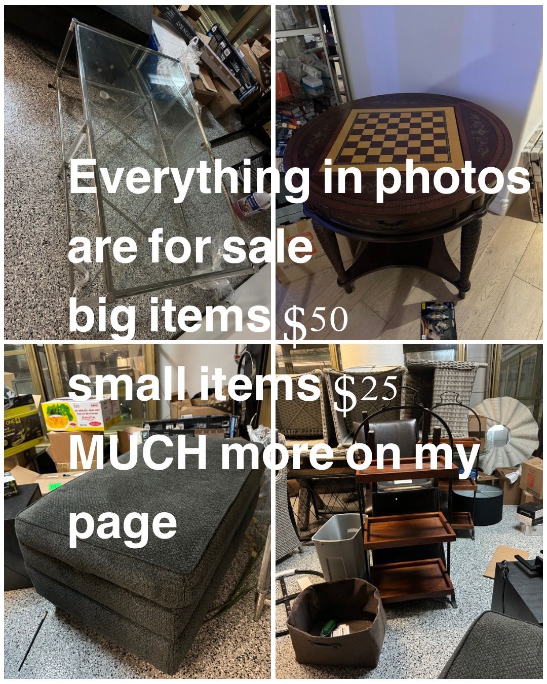 All big items $50 and small items $25