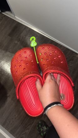 glitter red crocs