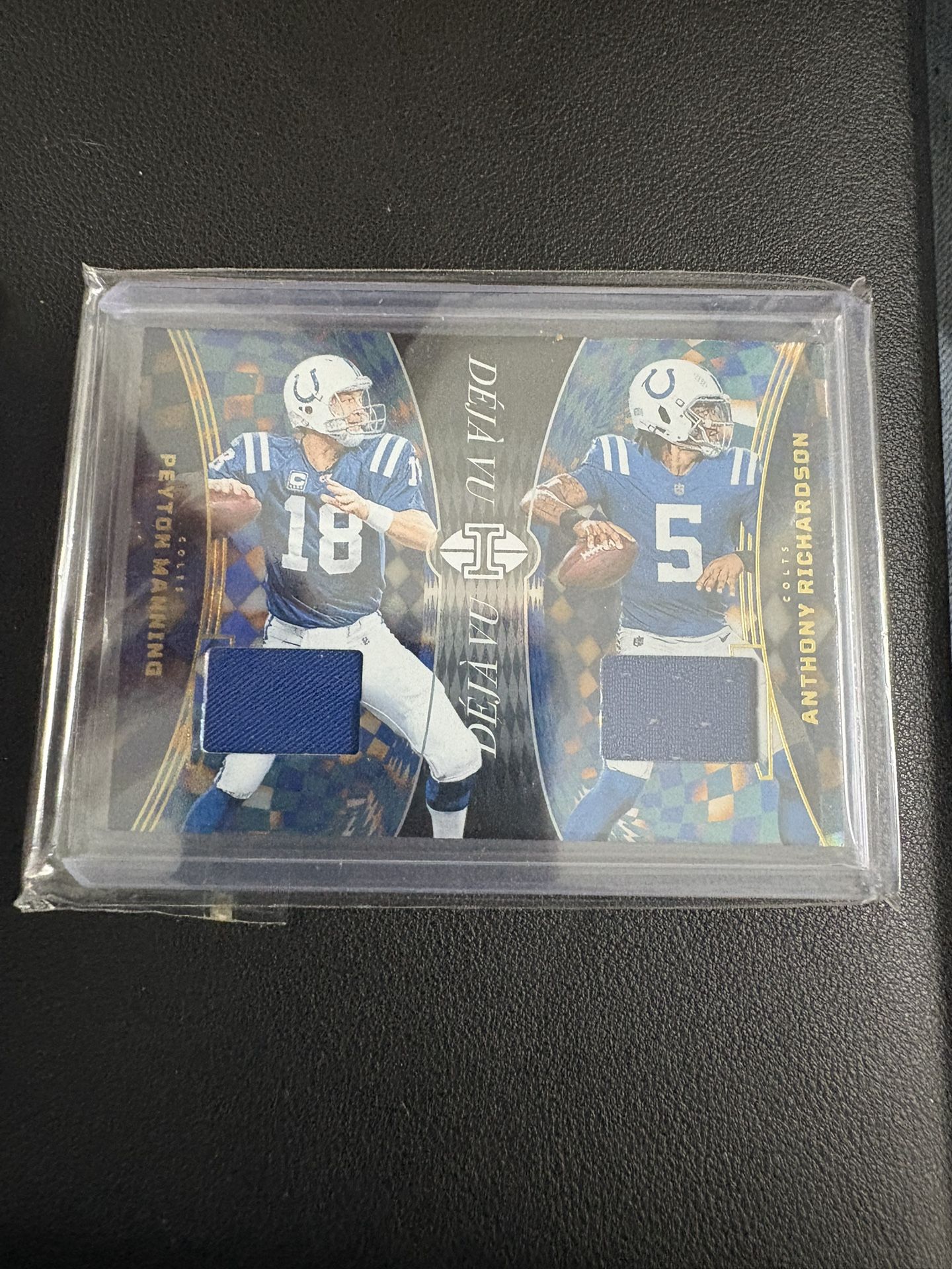 2024 Panini Illusions Deja Vu # DV-IND Memorbilia Payton Manning & Anthony Richardson