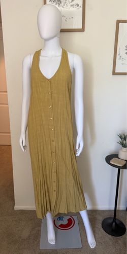 Olive Green Button-Front Maxi Dress