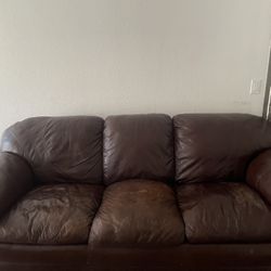 Brown Leather Couch 
