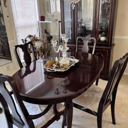 Formal Dining Room Table With Leaf 5 Chairs and China Cabinet