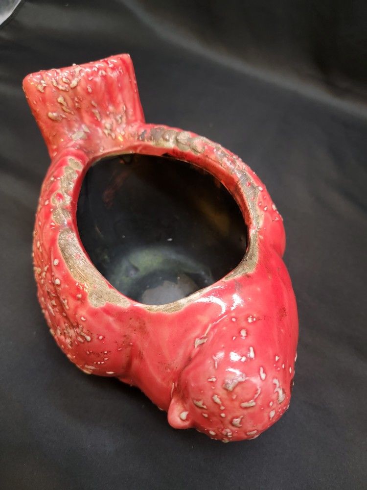 Red Bird Succulent Planter Clay Distressed Textured