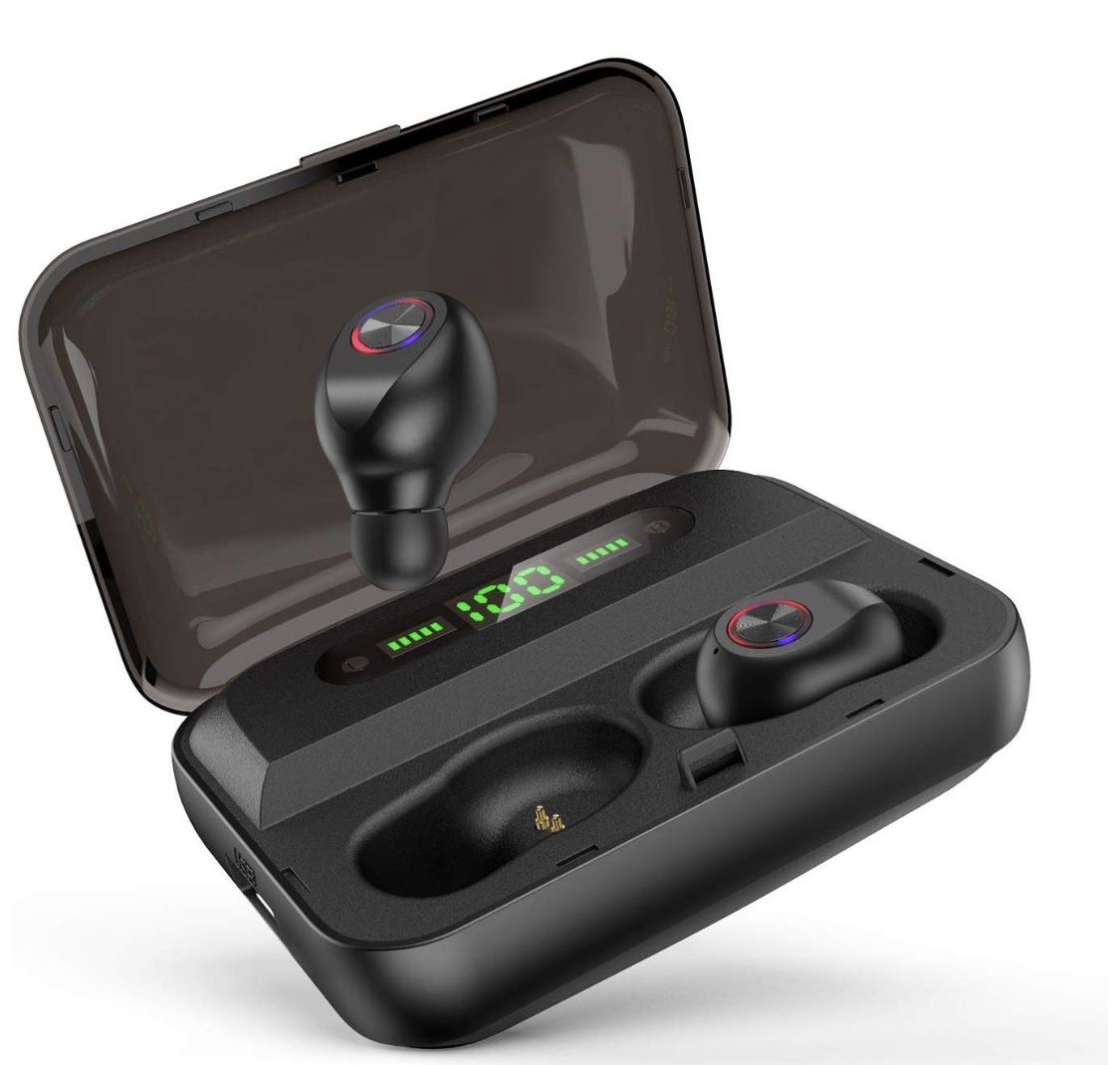 Wireless Earbuds Bluetooth 5.0 Earphones with 1500mAh Charging Case LED Battery Display in-Ear Wireless Earphones 100-Hour Playtime Waterproof Noise