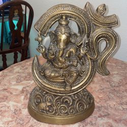 Brass Ganesha Sitting In AUM SYMBOL