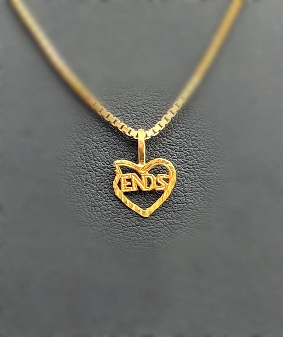 14k solid yellow gold Heart Ends Pendant charm