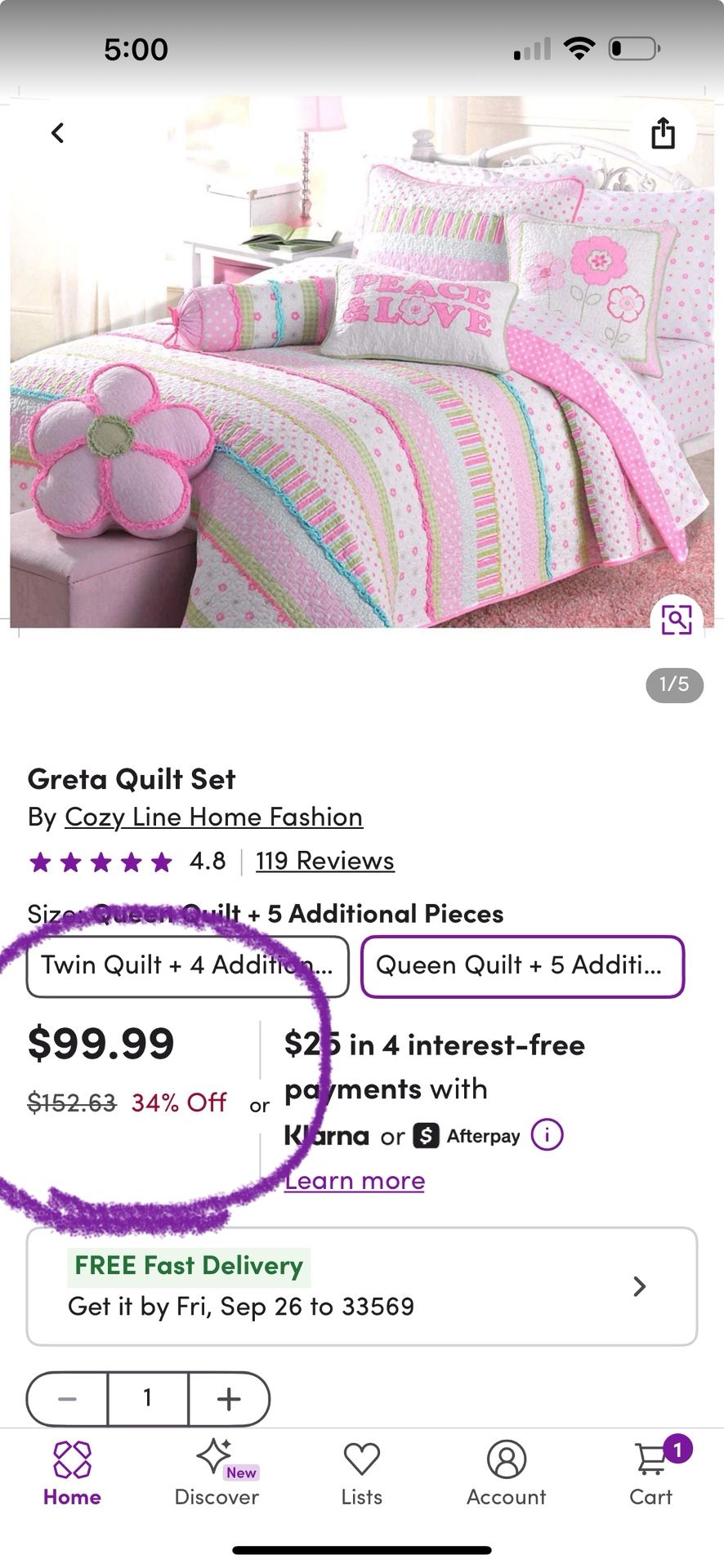 Brand New. Never Opened Beautiful Girls Comforter Set! Comes With The Three Throw Pillows That Retail For $30 Each. The Comforter Set Retails For $152