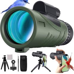 Brandnew 2024 New 80x100 HD High Powered Monocular Telescope with Smartphone Adapter and Tripod,Monoculars for Adults with BAK-4 Prism and Fully Multi