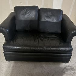 Black Leather Love Seat Couch