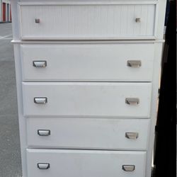 White Wooden Dresser With Fold Up Mirrored Top