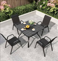 BRAND NEW IN BOX Runesay 5-Piece Metal Outdoor Dining Set With Umbrella Hole  Kalid’s Home Outlet