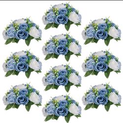 Sziqiqi Blue Flowers Artificial For Decoration Silk Kissing Balls For Wedding Bulk - Artificial Flower Ball Center Pieces Decoration For Table Floral 