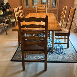 Wood Table With 6 Chairs 