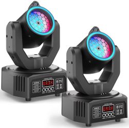 2 pack 60w RGBW LED Mini Beam Lamp Shaking Head Lighting Laser eye led ring Equipment DJ Disco DMX 512 Control Stage Bar Moving Head Lights