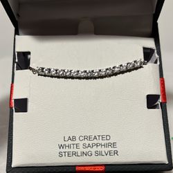 White Sapphire Sterling Silver Adjustable Bracelet 