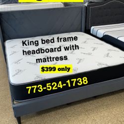 King size bed frame headboard mattress everything completely bed 