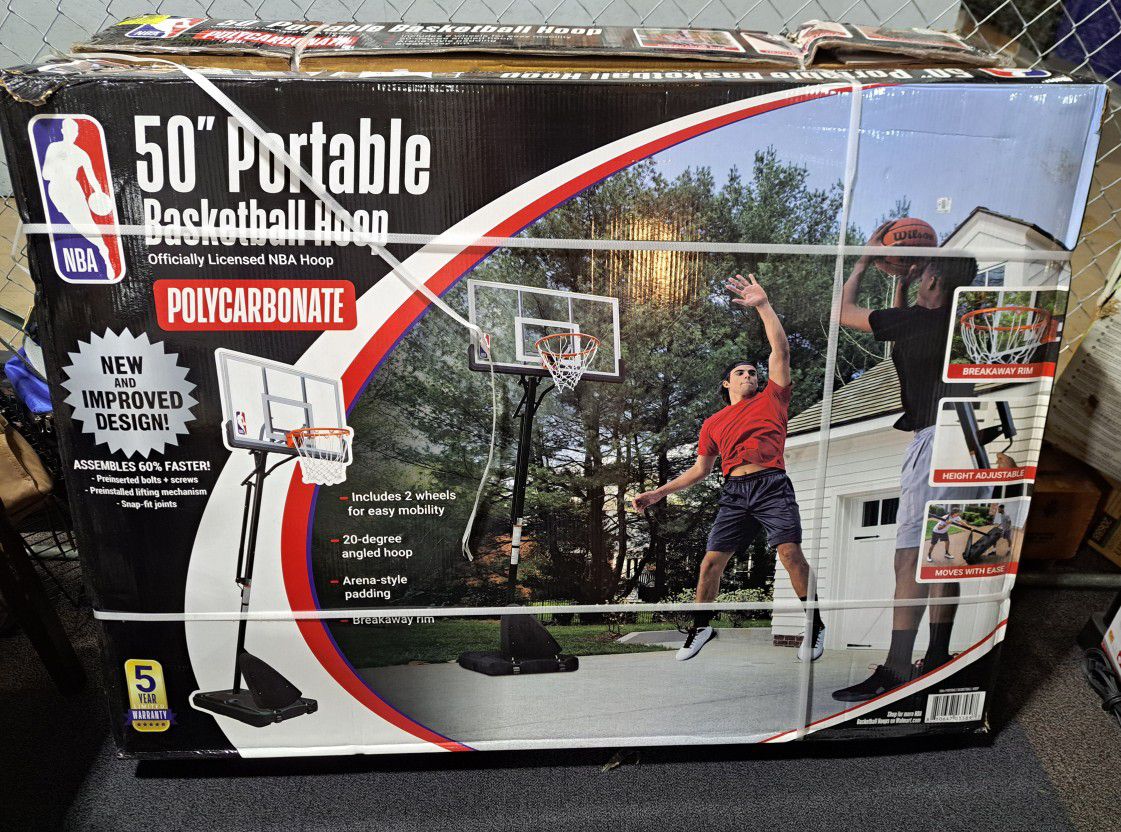 New 50inch NBA Licensed Portable Basketball Hoop 