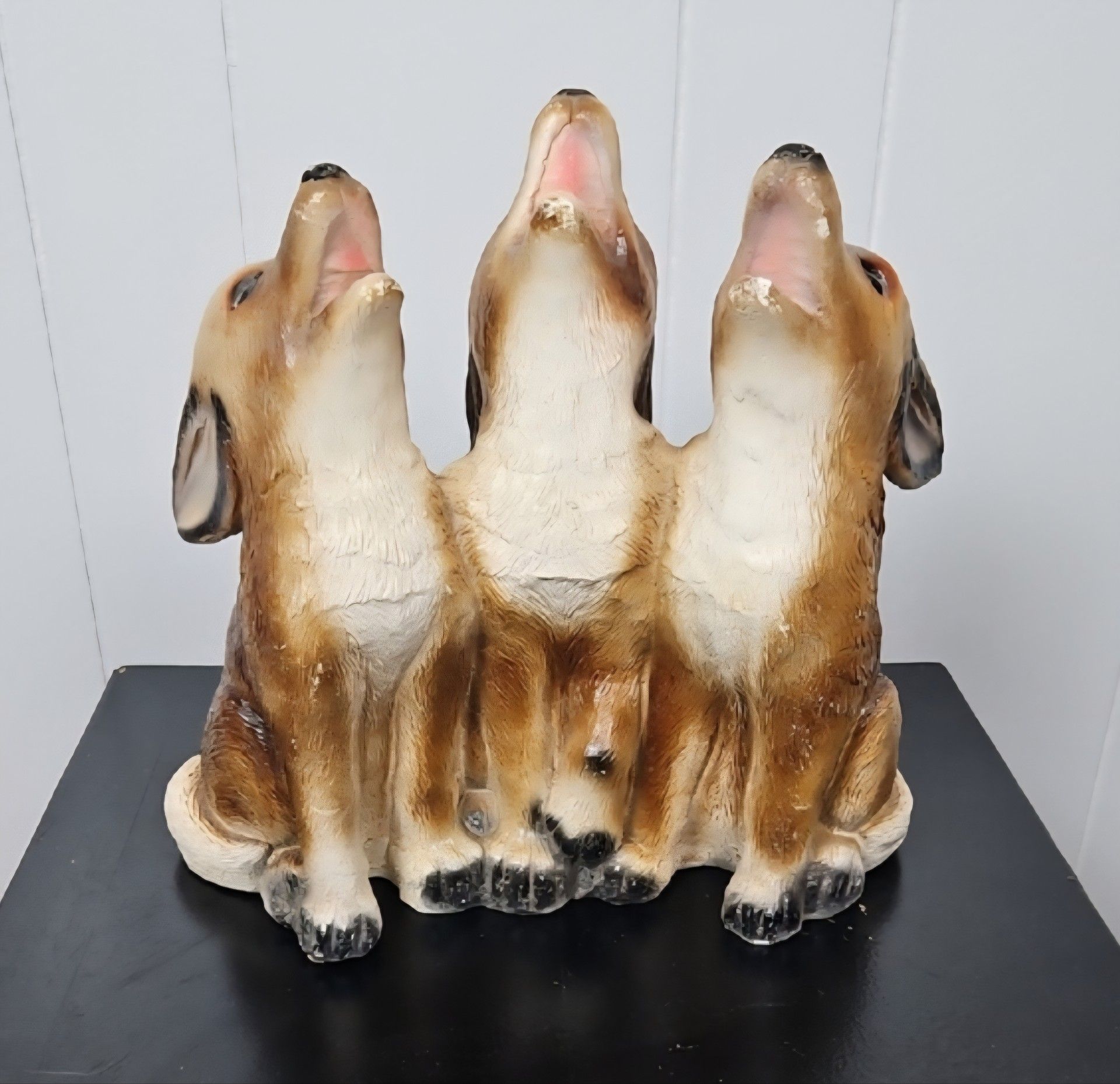 Vintage Folk Art Howling Coyote Pups