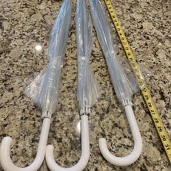 Set Of 3 Clear Umbrellas W/ Deep Hood Design To Keep Dry, 30 Inches When Opened, Metal Frame, Folding