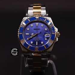 Seiko Custom Mod - “Bluesy” Submariner Watch Timepiece