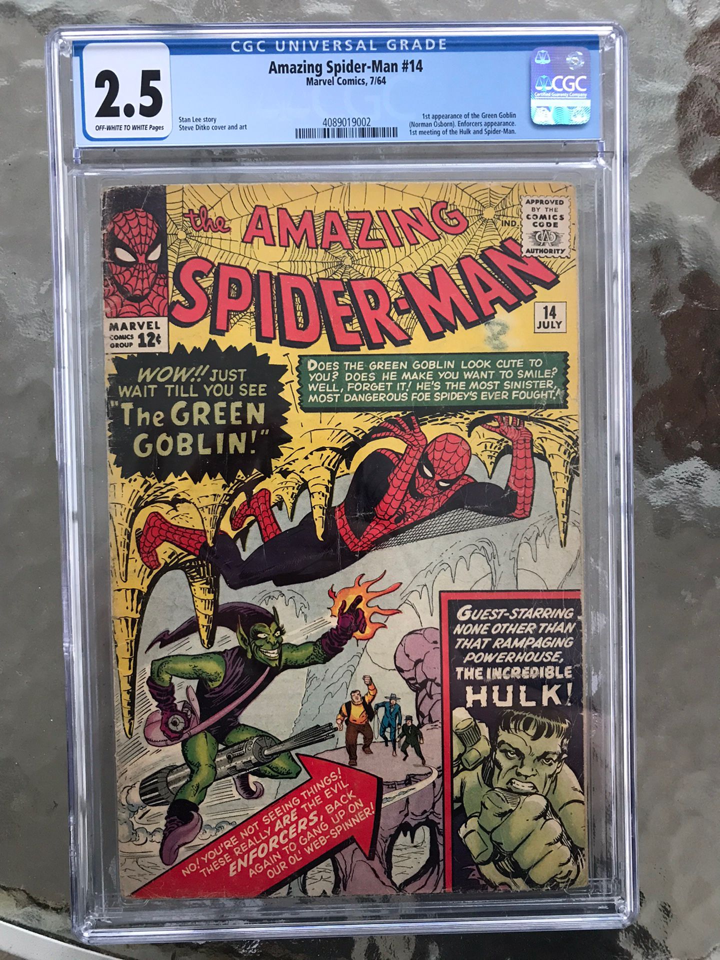Amazing Spider-Man #14 (1964) CGC 2.5 — O/w to White Pages; 1st Green Goblin 