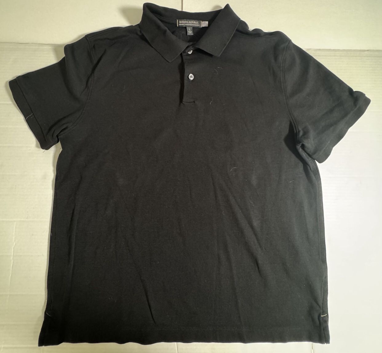 Pre Owned Good Banana Republic Polo Short Sleeve Shirt Black Men Size Large