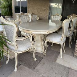 POLREY Vintage Baroque/Rococo Marble Dining Table (6 Chairs) - Excellent Condition