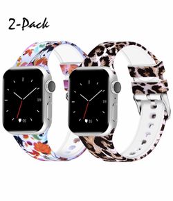 WISHTA Compatible with Apple Watch Band 38mm 42mm 40mm 44mm, Women Pattern Printed Rubber Straps Replacement Sport Bands for iWatch Series 4/3/2/1 (2