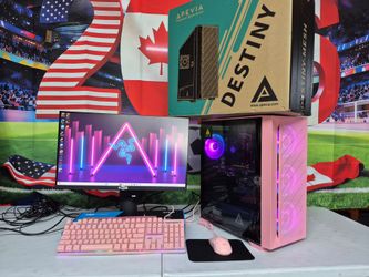 Pink GAMING Computer Setup With 75games