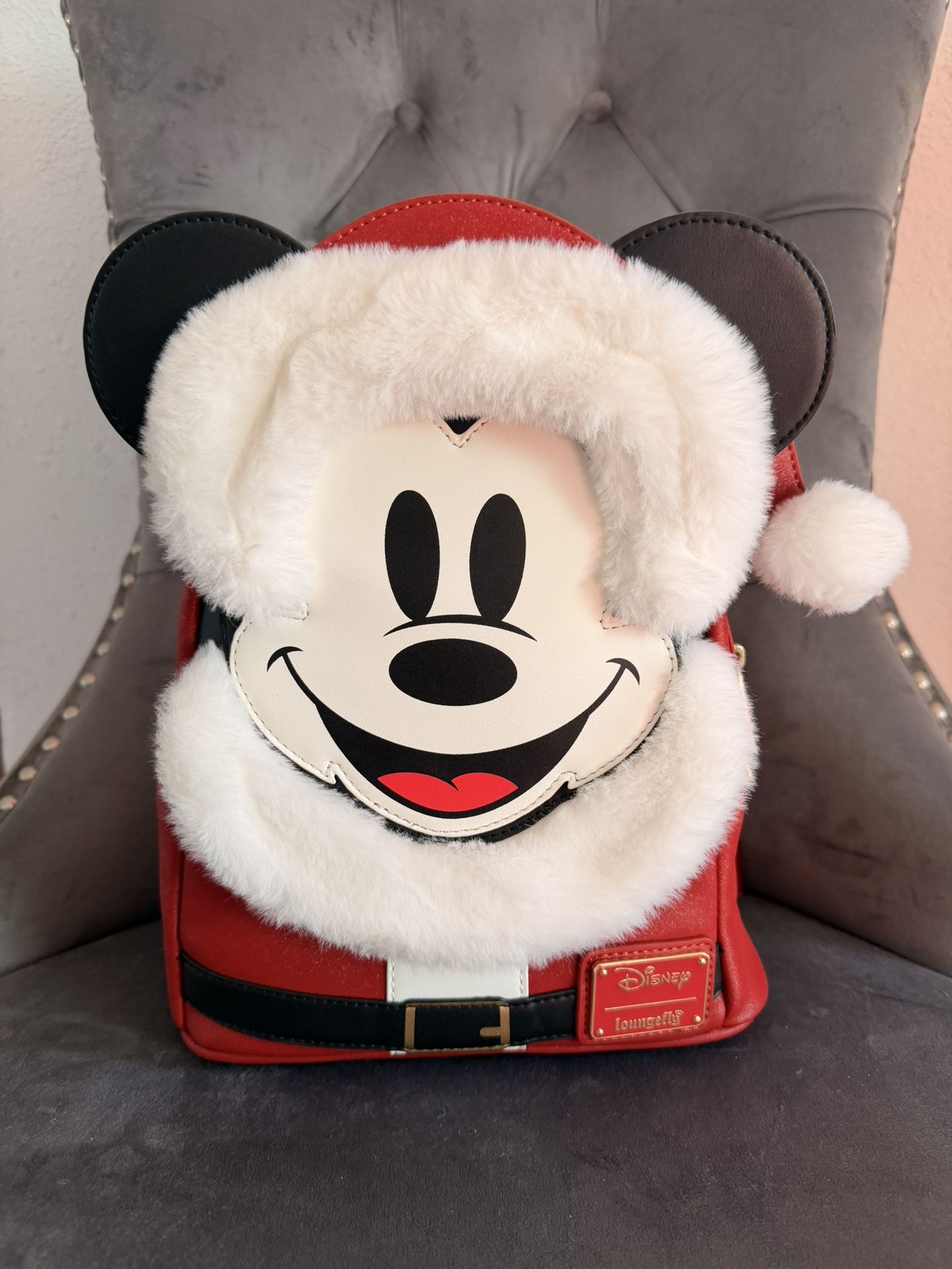 Disney Loungefly — LIMITED EDITION, NEW Santa Mickey Glitter Backpack & Wallet Set
